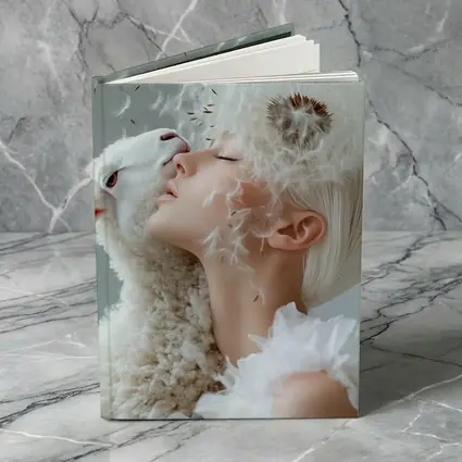 Woman And Lamb Dandelion Surreal White