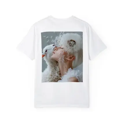 Woman And Lamb Dandelion Surreal White