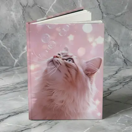 Fluffy Cat Looking Up At Bubbles