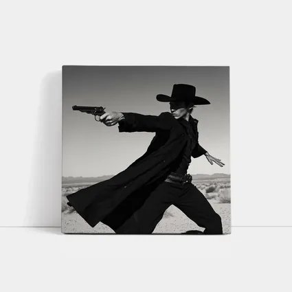 Gunslinger Cowboy Black Coat Desert Showdown