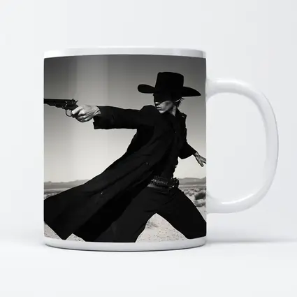 Gunslinger Cowboy Black Coat Desert Showdown