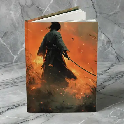 Samurai Warrior Standing Before Burning Field