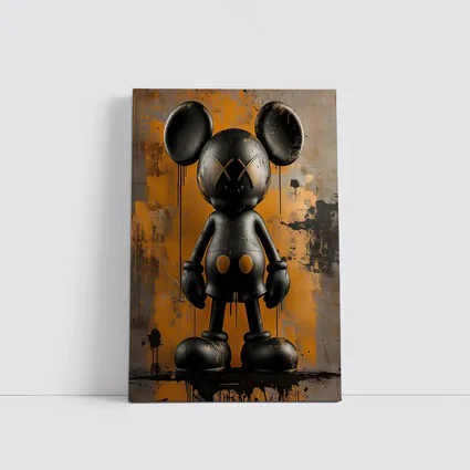 Black KAWS Mickey Graffiti Orange Abstract Background