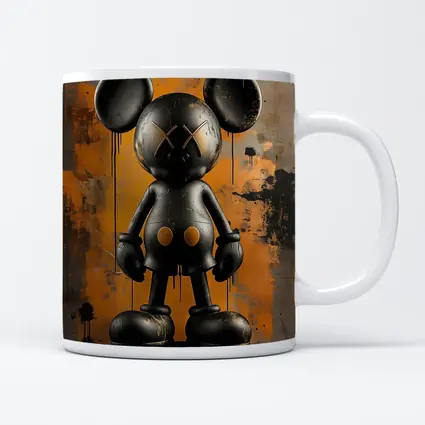 Black KAWS Mickey Graffiti Orange Abstract Background