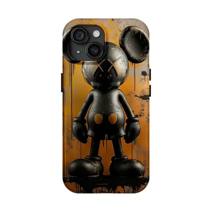 Black KAWS Mickey Graffiti Orange Abstract Background