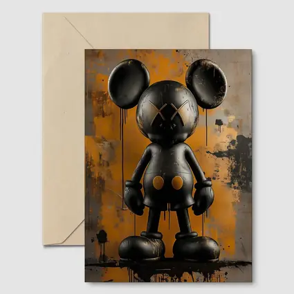 Black KAWS Mickey Graffiti Orange Abstract Background