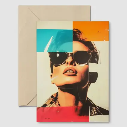 Retro Pop Art Woman Sunglasses Collage Style