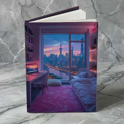 Shanghai Skyline Cozy Bedroom Neon Night