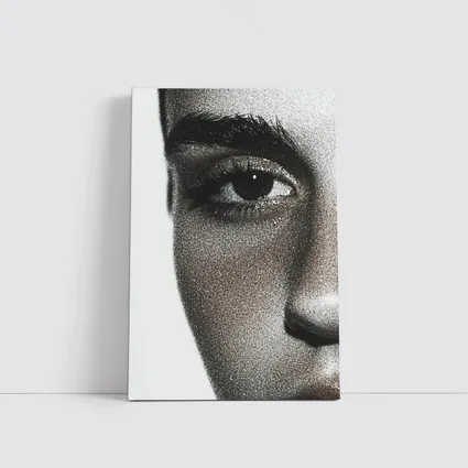 Close Up Woman Face Black White Portrait
