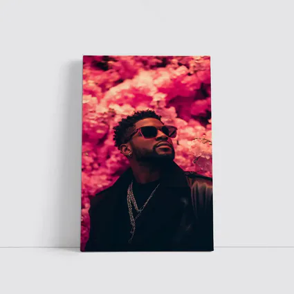 Stylish Man Pink Floral Wall Background