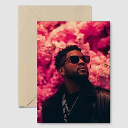 Stylish Man Pink Floral Wall Background