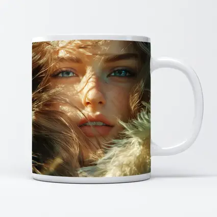 Young Woman Blue Eyes Windswept Hair Sunlight