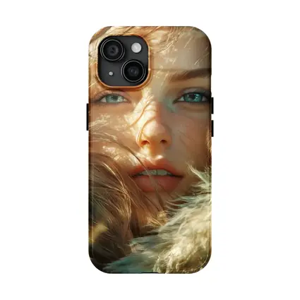Young Woman Blue Eyes Windswept Hair Sunlight