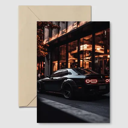 Dodge Challenger Black City Night Streets