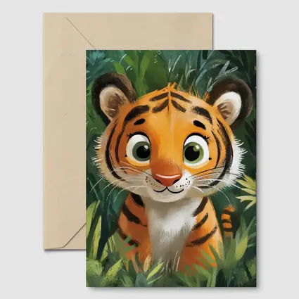 Cute Baby Tiger Cub Jungle Illustration