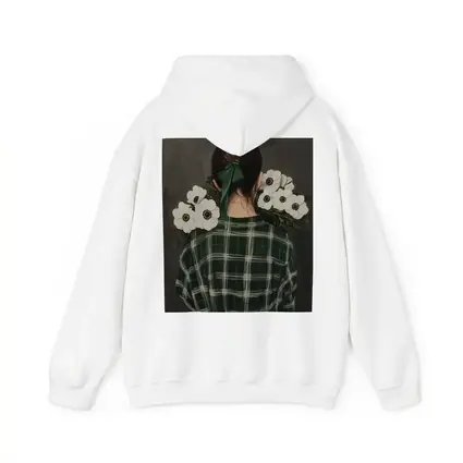 Woman Back View Anemones Green Plaid Shirt