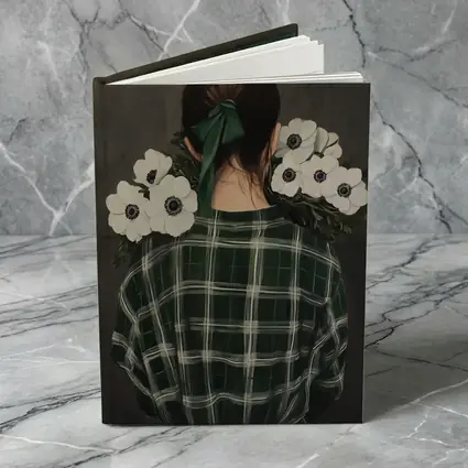Woman Back View Anemones Green Plaid Shirt