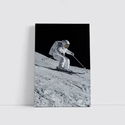 Astronaut Skiing On Moon Starry Night
