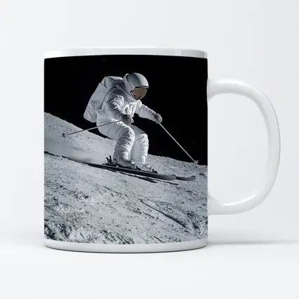 Astronaut Skiing On Moon Starry Night