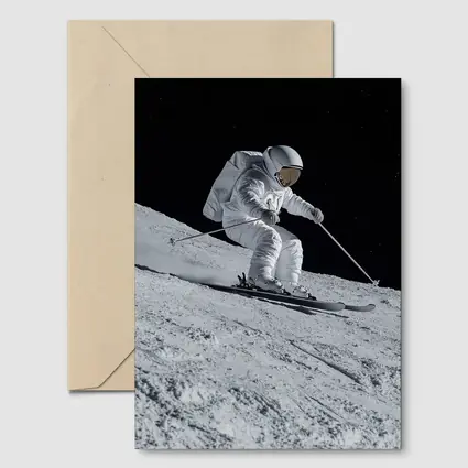 Astronaut Skiing On Moon Starry Night