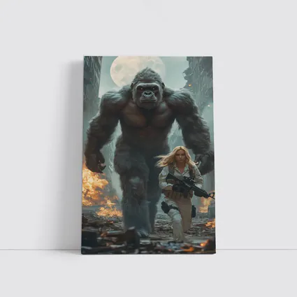 Giant Gorilla Woman Soldier Destroyed City