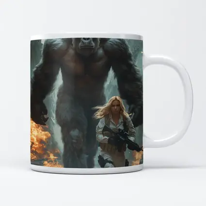 Giant Gorilla Woman Soldier Destroyed City