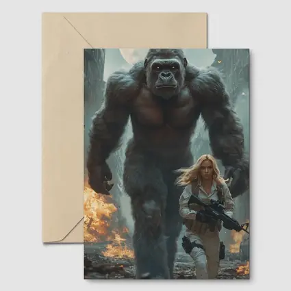 Giant Gorilla Woman Soldier Destroyed City