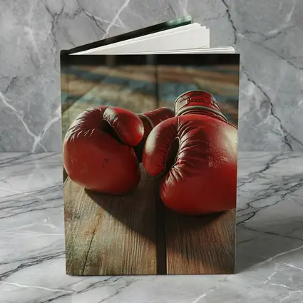 Red Boxing Gloves On Rustic Wooden Table