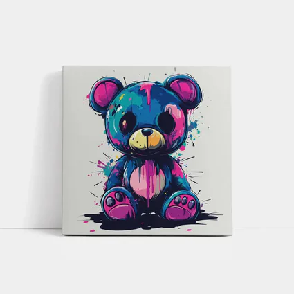 Graffiti Teddy Bear Colorful Paint Splash Art