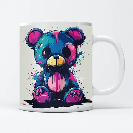 Graffiti Teddy Bear Colorful Paint Splash Art