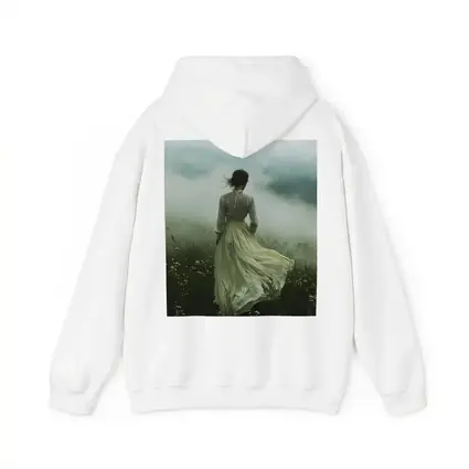 Woman in White Dress Misty Field