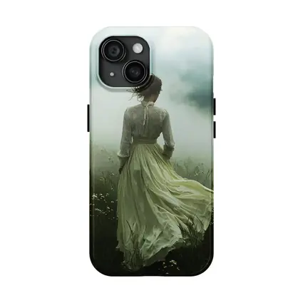 Woman in White Dress Misty Field