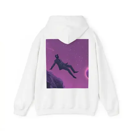 Man Floating In Purple Starry Night Sky