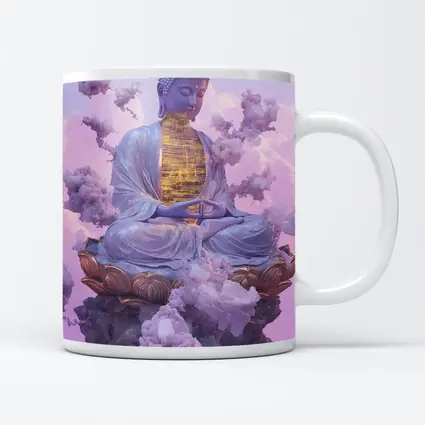 Buddha Statue Lotus Cloud Purple Sky