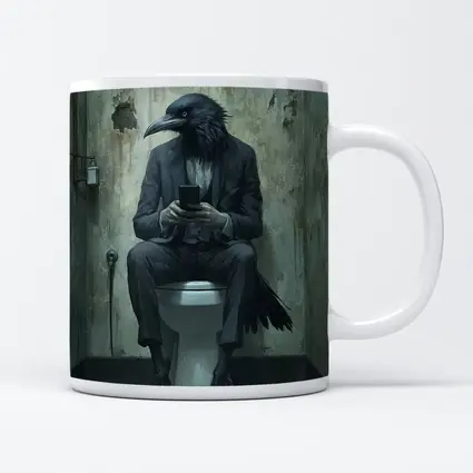 Crow In Suit On Toilet Dark Art