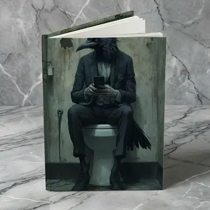 Crow In Suit On Toilet Dark Art