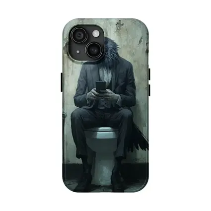 Crow In Suit On Toilet Dark Art