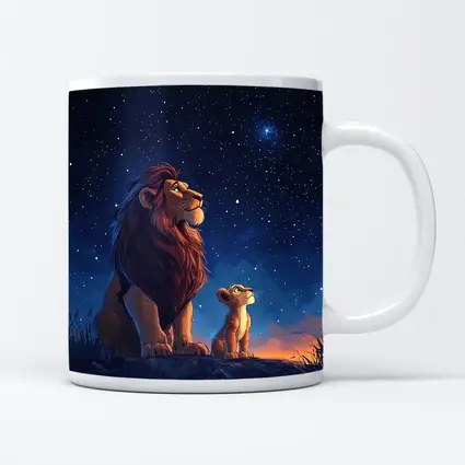 Lion And Cub Starry Night Sky Art