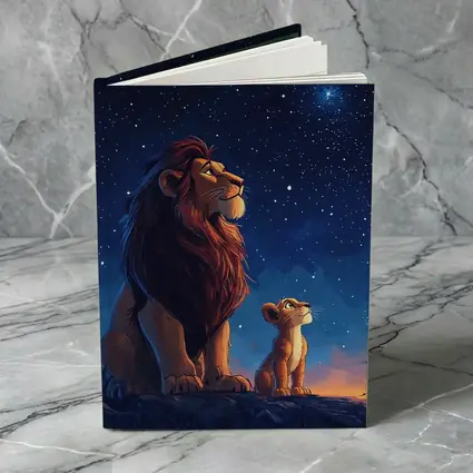 Lion And Cub Starry Night Sky Art