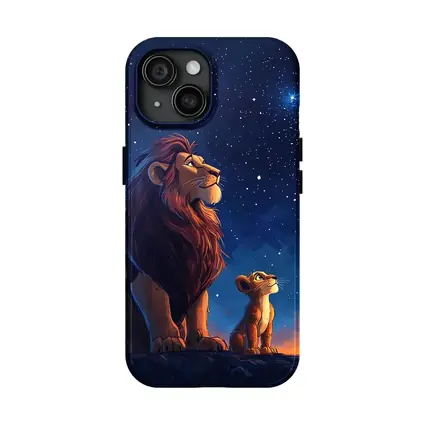 Lion And Cub Starry Night Sky Art
