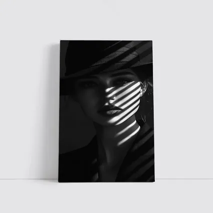 Woman in Black Hat Shadow Light Portrait