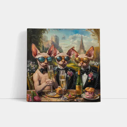 Sphynx Cats Champagne Toast Garden Party