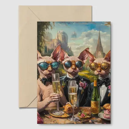 Sphynx Cats Champagne Toast Garden Party