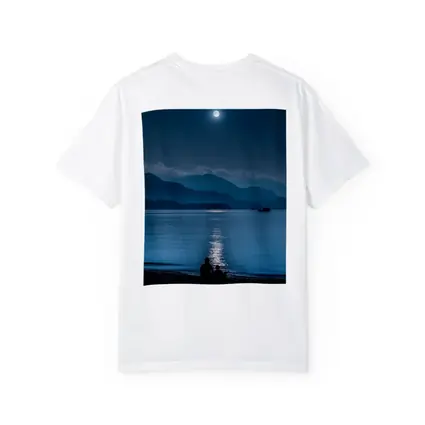 Moonlit Lake Shore Silhouette Mountain Night