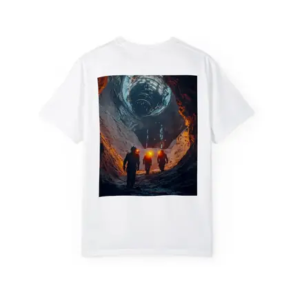 Astronauts Walking Through Glowing Sci Fi Cave