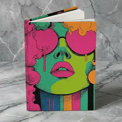 Pop Art Woman Face Neon Colors Illustration