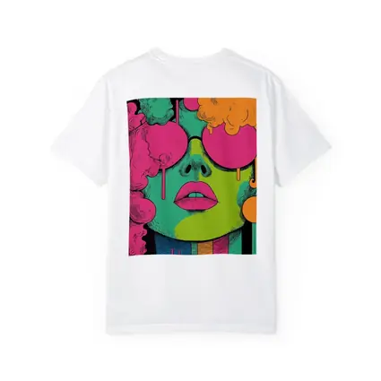 Pop Art Woman Face Neon Colors Illustration