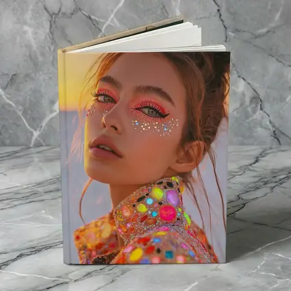 Festival Makeup Woman Gems Sunset Desert