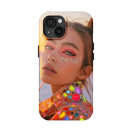 Festival Makeup Woman Gems Sunset Desert