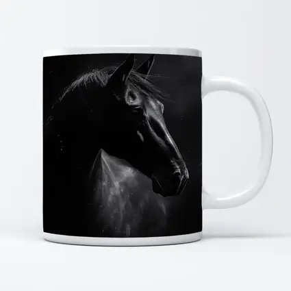 Black Horse Portrait Dark Smoky Background
